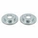 Pair of PowerStop drilled and slotted rear brake rotors for Chevrolet Silverado 1500 2019-2020, featuring slot and drilled design.