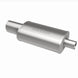 MagnaFlow stainless steel muffler with tip, 14x5x8 inches, featuring dual inlet and outlet pipes for vehicle exhaust system.