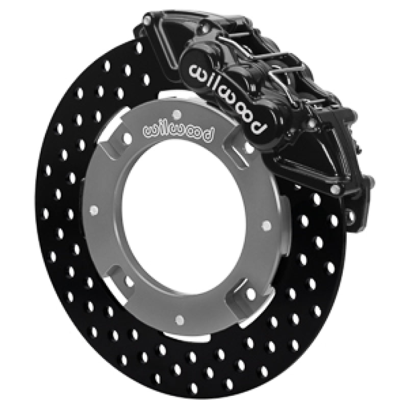 Wilwood 17-21 Can-Am X3RS black 6-piston front brake kit with drilled rotors and 11.25-inch performance brake components.