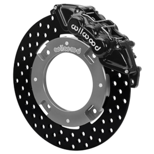 Wilwood 17-21 Can-Am X3RS black 6-piston front brake kit with drilled rotors and 11.25-inch performance brake components.
