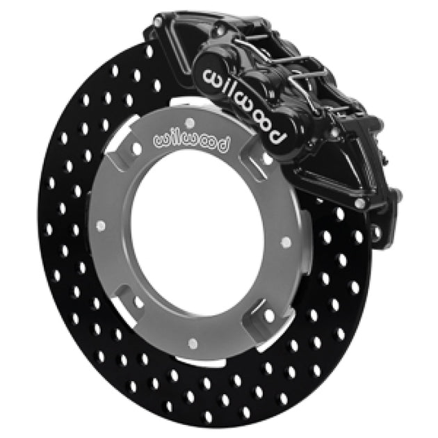 Wilwood 17-21 Can-Am X3RS black 6-piston front brake kit with drilled rotors and 11.25-inch performance brake components.