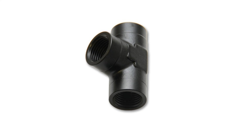 Vibrant 1/8in NPT female pipe tee adapter fitting for plumbing, showing the T-shaped connector with threading on both ends.