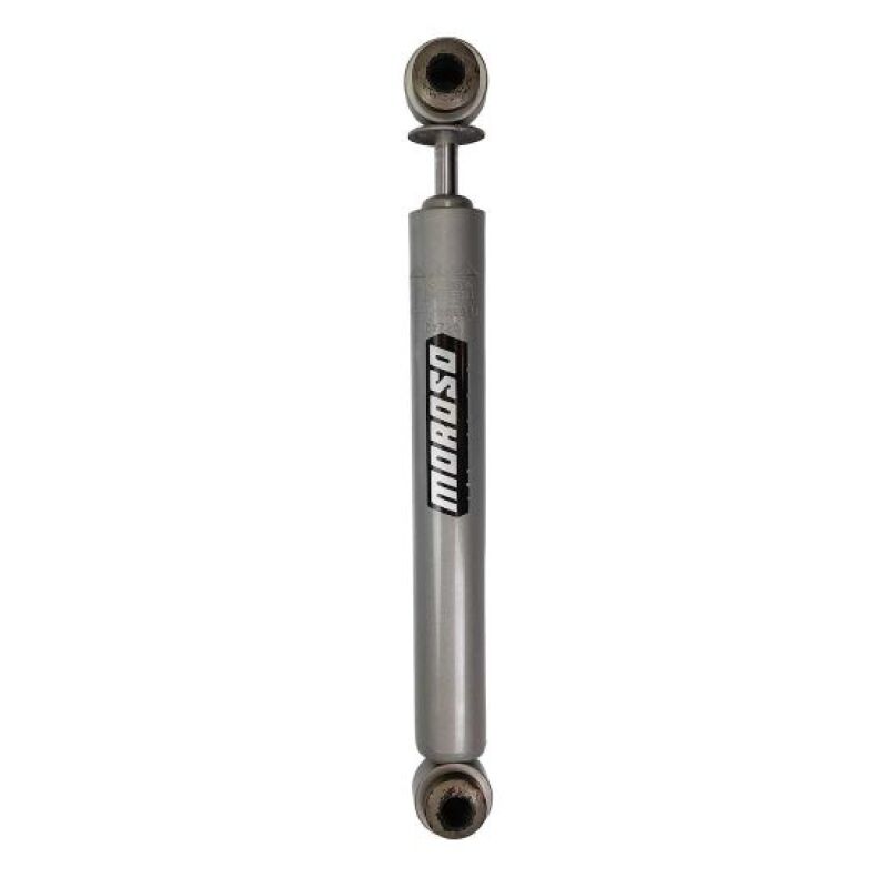 Moroso 70-74 Dodge Challenger 3-way adjustable rear drag shock showing the shock absorber's metal body and adjustment mechanism