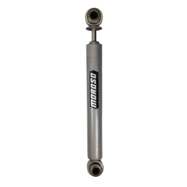Moroso 70-74 Dodge Challenger 3-way adjustable rear drag shock showing the shock absorber's metal body and adjustment mechanism