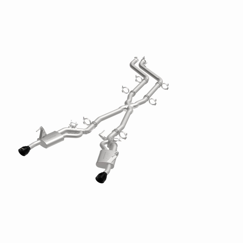 Magnaflow 26+ Dodge Charger 3.0L SPEQ cat-back exhaust system installed, showing polished stainless steel pipes and muffler.