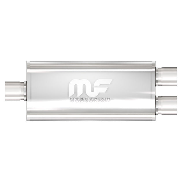 MagnaFlow Mag SS muffler with 18x5x8 inch dimensions and 3x2.5/2.5 inch inlet/outlet pipes for car exhaust systems.