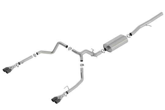 Borla catback exhaust system with black chrome tips for 2019 Chevrolet Silverado and GMC Sierra 1500 6.2L SS Touring