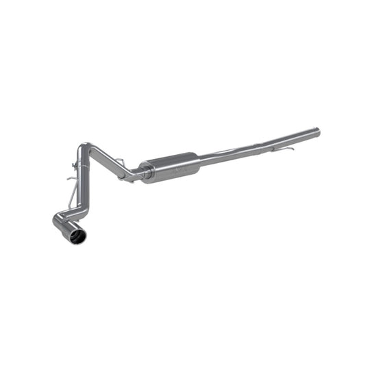 MBRP 2019+ Chevrolet Silverado and GMC Sierra 1500 3-inch cat back exhaust with single side exit, aluminized steel.