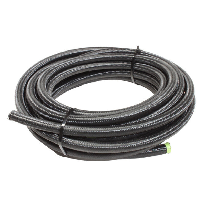 Black Snow Performance Snow 8AN braided stainless PTFE hose for injection pump systems, 30ft length.