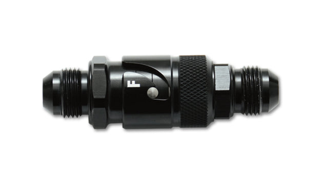Vibrant aluminum -8AN quick release fitting with Viton seal, designed for high-performance fluid connections.