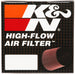 K&N Engineering oval drop-in air filter with 8-7/8 inch length, 5-1/4 inch width, and 6 inch height for vehicle air intake systems