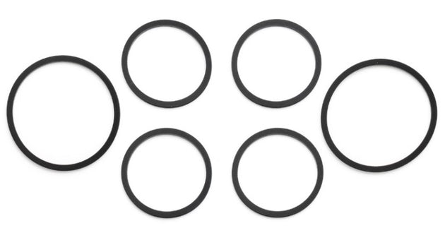 Wilwood brake caliper rebuild kit with six square seal O-rings in 1.75 and 1.38-inch sizes, suitable for brake system maintenance.
