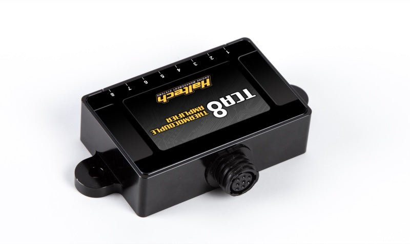 Haltech TCA8 eight-channel thermocouple amplifier for programmer accessories, showing the compact electronic module with connectors.