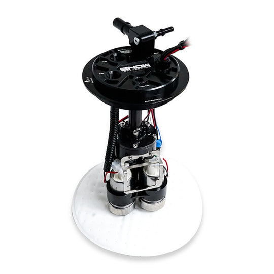 Snow Performance Snow 2019+ GM Half Ton High Output Fuel Hat installed on fuel pump for enhanced performance.
