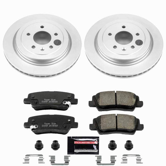 PowerStop rear Z23 coated brake kit for 2013-2018 Cadillac ATS, performance brake components with rotors and pads.