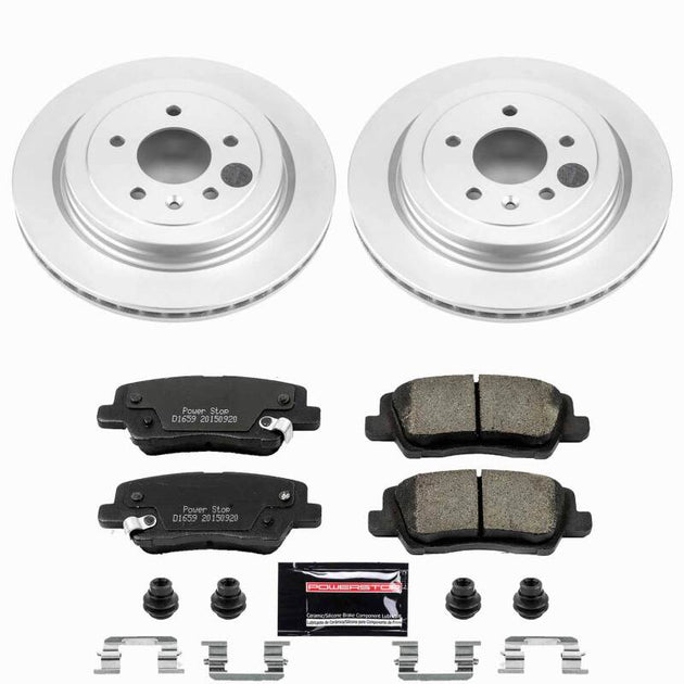 PowerStop rear Z23 coated brake kit for 2013-2018 Cadillac ATS, performance brake components with rotors and pads.