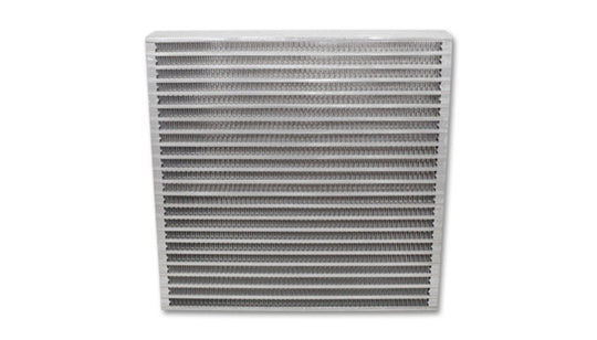 Vibrant universal oil cooler core measuring 12x12x2 inches with vibrant fins for efficient engine cooling.