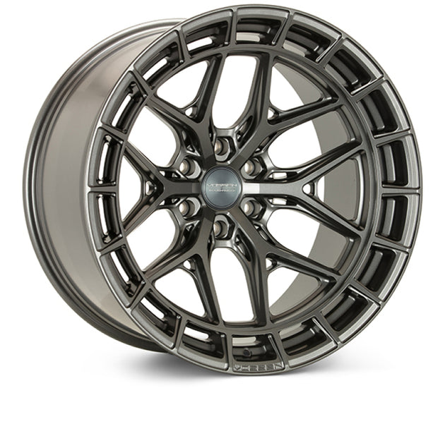 Vossen HFX-1 forged wheel, 18x9 inches, matte gunmetal finish, deep concave design, 6x135 bolt pattern, ET0 offset.