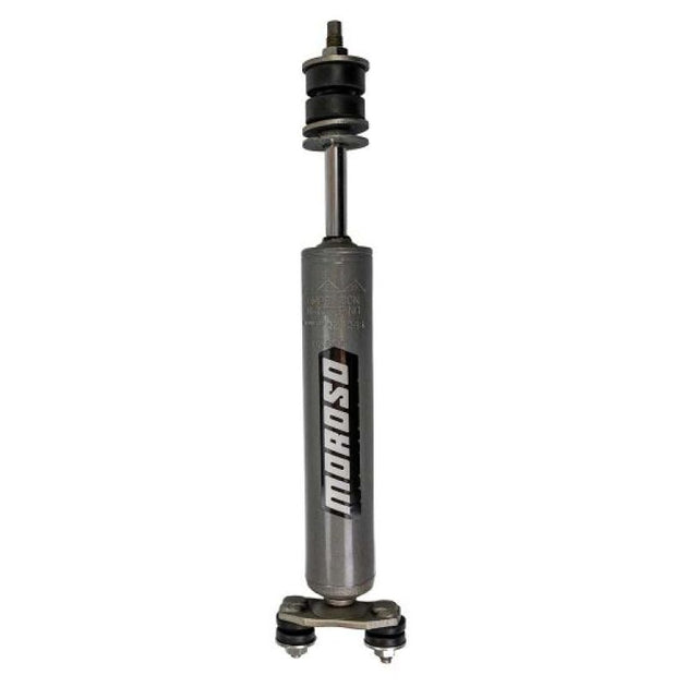 Moroso 62-67 Chevy II 3-way adjustable front drag shock absorber showing the shock with mounting hardware