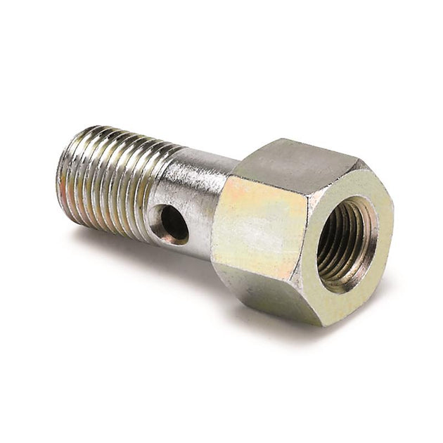 AutoMeter fuel pressure gauge with 12mm banjo bolt to 1/8in NPTF fitting for Honda, visible gauge face and metal fittings.