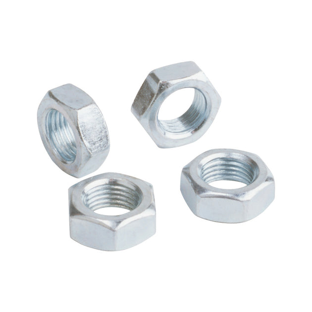 QA1 steel jam nut for 1-1/4-12 left hand threads, 1-7/8 inch hex, 11/16 inch wide hardware component.