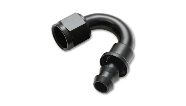 Vibrant -12AN push-on 150-degree hose end fitting with durable metal construction and smooth connection for high-performance hoses.