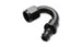 Vibrant -10AN push-on 150-degree hose end fitting in black, with a smooth connection and angled design for performance hoses.