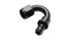 Vibrant -10AN push-on 150-degree hose end fitting in black, with a smooth connection and angled design for performance hoses.