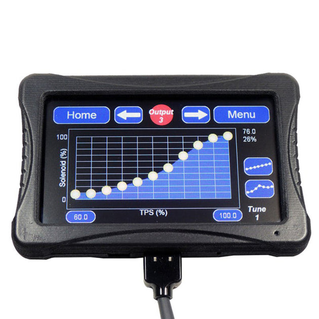 Nitrous Express Touch Screen Display for Max 6 nitrous controllers showing interface and control options on the screen.