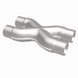 MagnaFlow Smooth Trans X 2.25/2.25 stainless steel X pipe for exhaust systems, showing the shiny polished metal surface.