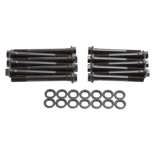 Edelbrock Jeep 4.0L I-6 E-Series head bolt kit with studs and bolts for engine assembly and maintenance.