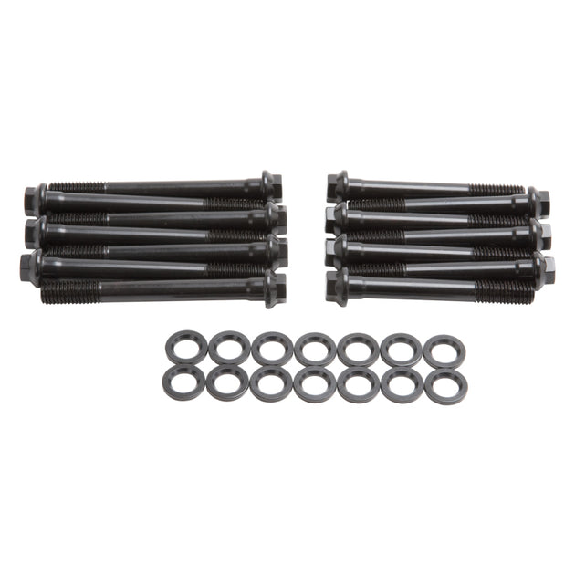 Edelbrock Jeep 4.0L I-6 E-Series head bolt kit with studs and bolts for engine assembly and maintenance.