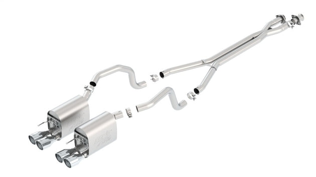 Borla catback exhaust system for 2009-2011 Chevrolet Corvette 6.2L V8 with aggressive ATAK design, shown in the image.