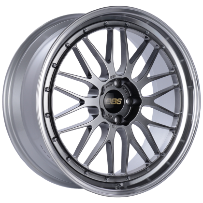 BBS LM forged wheel 17x7.5 inches, 4x100 bolt pattern, diamond black finish with diamond cut lip, ET40 offset, center cap included