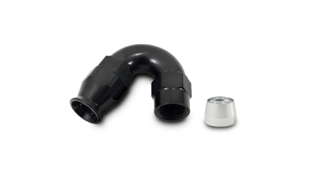Vibrant high flow hose end fitting for PTFE-lined hoses, 150 degree, -12AN size, durable automotive fittings