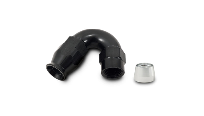 Vibrant -4AN 150 degree hose end fitting for PTFE lined hoses, made of durable metal with smooth threaded connection