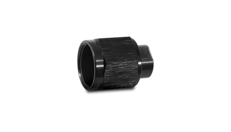 Vibrant -16AN flare caps made of aluminum, designed for automotive fittings, shown in the image with a metallic finish.