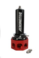 Aeromotive fuel pressure regulator for belt drive pump, with metal body and adjustment knob, designed for EFI fuel systems.