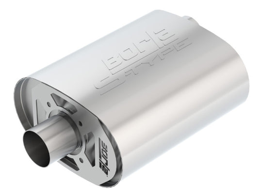 Borla CrateMuffler for Ford Coyote 5.0L, S-Type, 2.5-inch offset/center inlet, 12x6x10.34-inch muffler for exhaust system