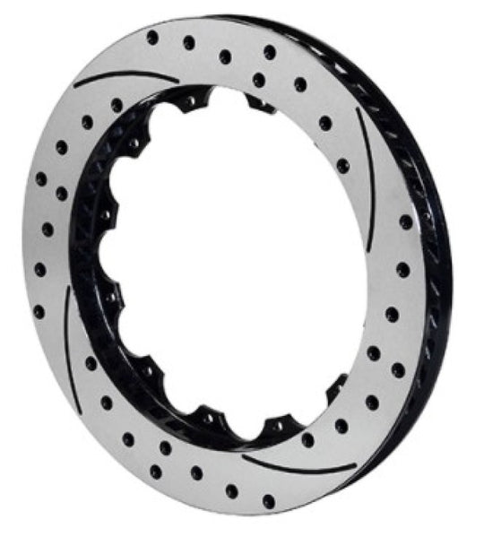 Wilwood SRP48 brake rotor, 12.88 x 1.10-inch, 2-piece drilled rotor for 12-inch, 8.75-inch bolt pattern, black finish.