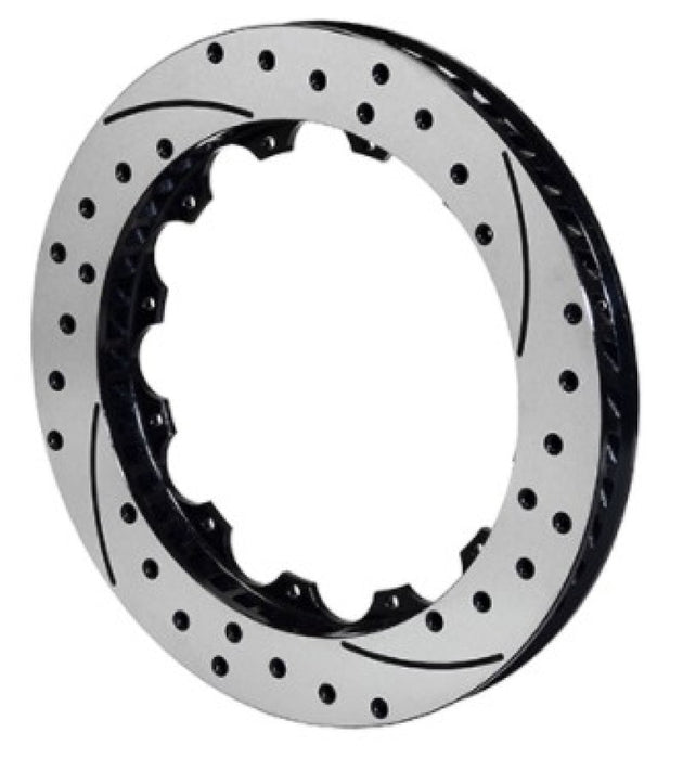 Wilwood SRP48 brake rotor, 12.88 x 1.10-inch, 2-piece drilled rotor for 12-inch, 8.75-inch bolt pattern, black finish.