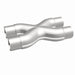 MagnaFlow Smooth Trans X 2.25-inch stainless steel X pipe for exhaust systems, showing the polished metal and pipe connections.