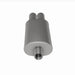 MagnaFlow stainless steel muffler with tip, 14x5x8 inches, featuring dual inlet and outlet pipes for vehicle exhaust systems.