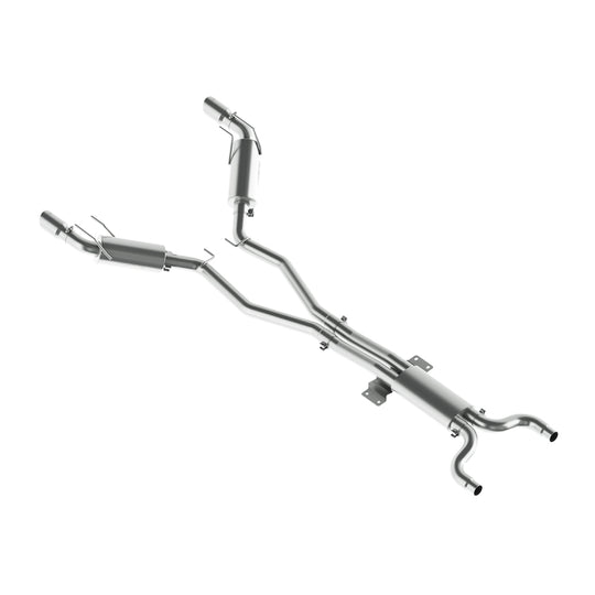 MBRP catback exhaust system with dual round tips for 2010 Chevy Camaro V8 6.2L L99 automatic, T409 stainless steel.