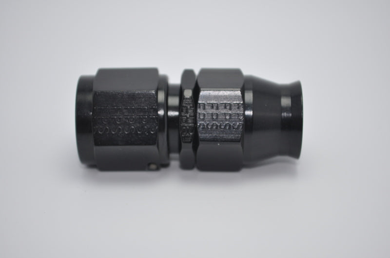 Fragola -10AN real street straight hose end fitting in black for PTFE hoses, made for high-performance automotive fuel and oil systems.
