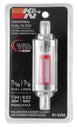 K&N 5/16in x 3/8in universal replacement inline fuel filter installed in a vehicle's fuel line.