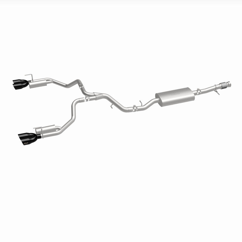 Magnaflow cat-back exhaust system for 2021 GMC Yukon V8 6.2L Street Series, showing polished stainless steel pipes and muffler.
