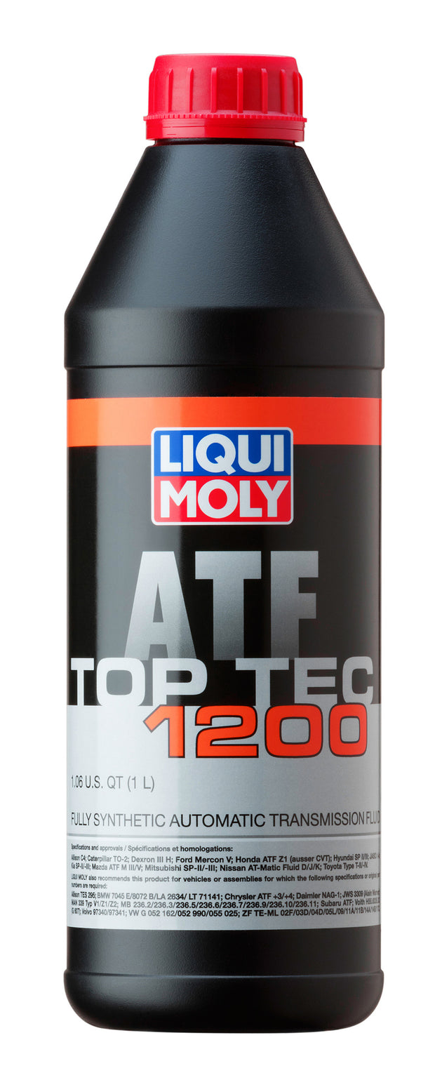 LIQUI MOLY Top Tec ATF 1200 1L gear oil container with label, suitable for automatic transmissions and gear systems.