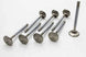Set of eight Manley Performance Chevy LS-7 Small Block Severe Duty Pro Flo Exhaust Valves showing polished metal with valve stems and heads
