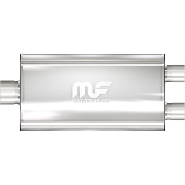 MagnaFlow Mag SS muffler with 22x5x11 inch dimensions, dual inlet/outlet, designed for automotive exhaust systems.